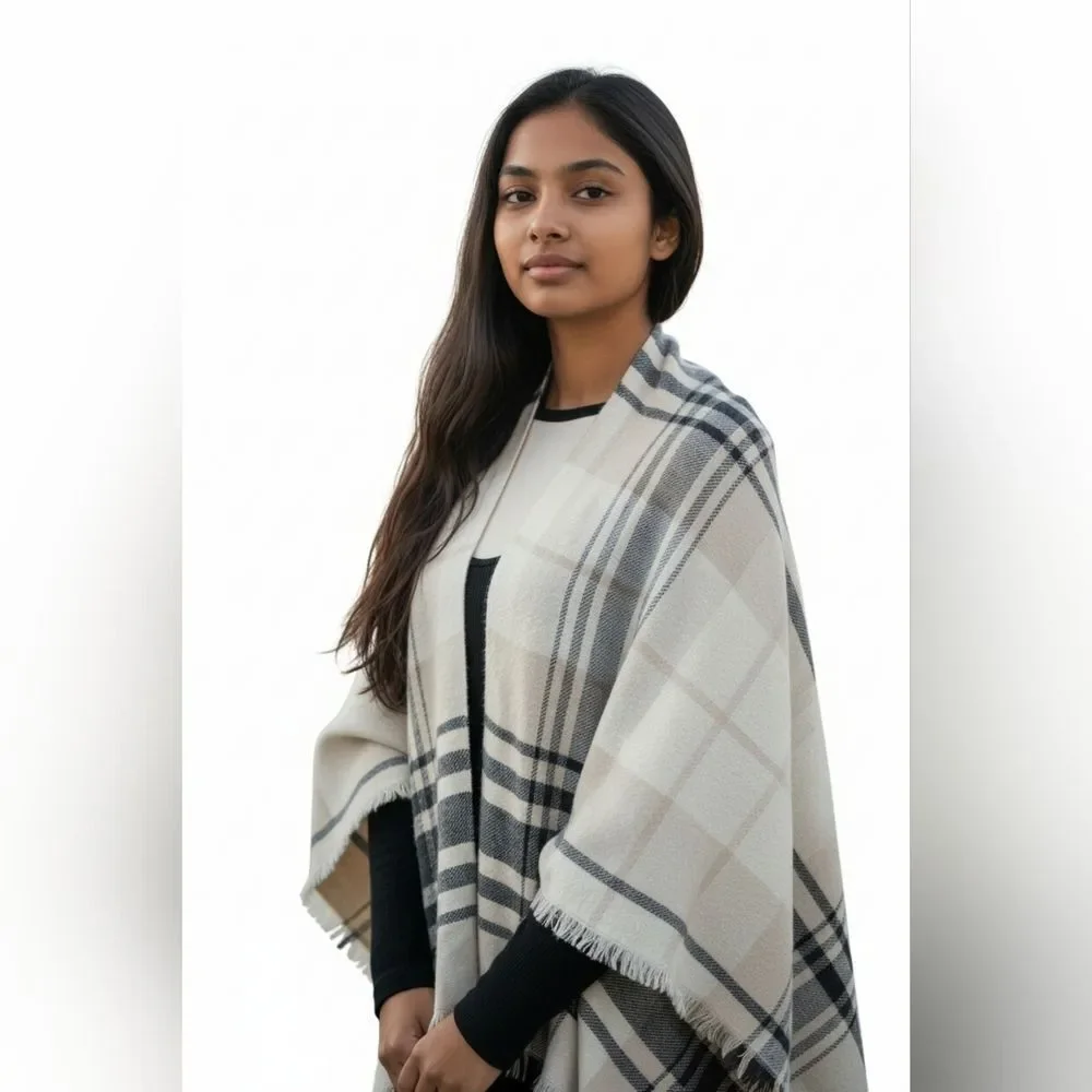 Timless Classic Plaid Shawl  Wrap sz OS